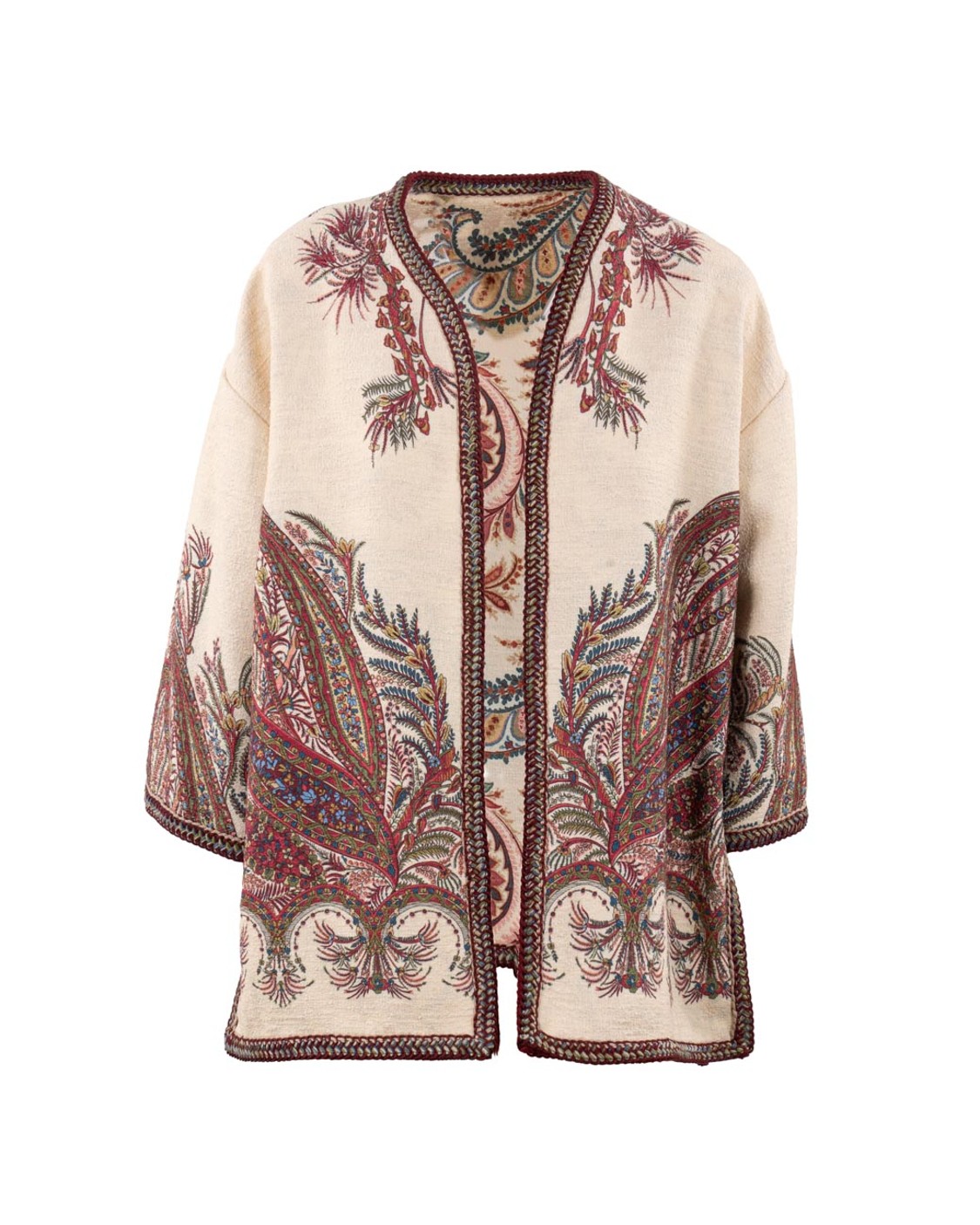 shop ETRO  Kimono: Etro kesa con paisley floreale.
Vestibilità regular.
Maniche a kimono.
Il capo è completato da passamaneria con un motivo intrecciato a contrasto.
Composizione: 100% poliestere.
Made in Italy.. WRCA0024 AV746-X0801 number 1881527